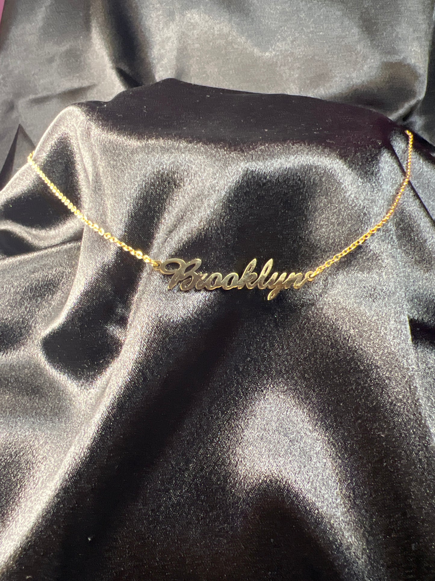 Gold Brooklyn Script Necklace