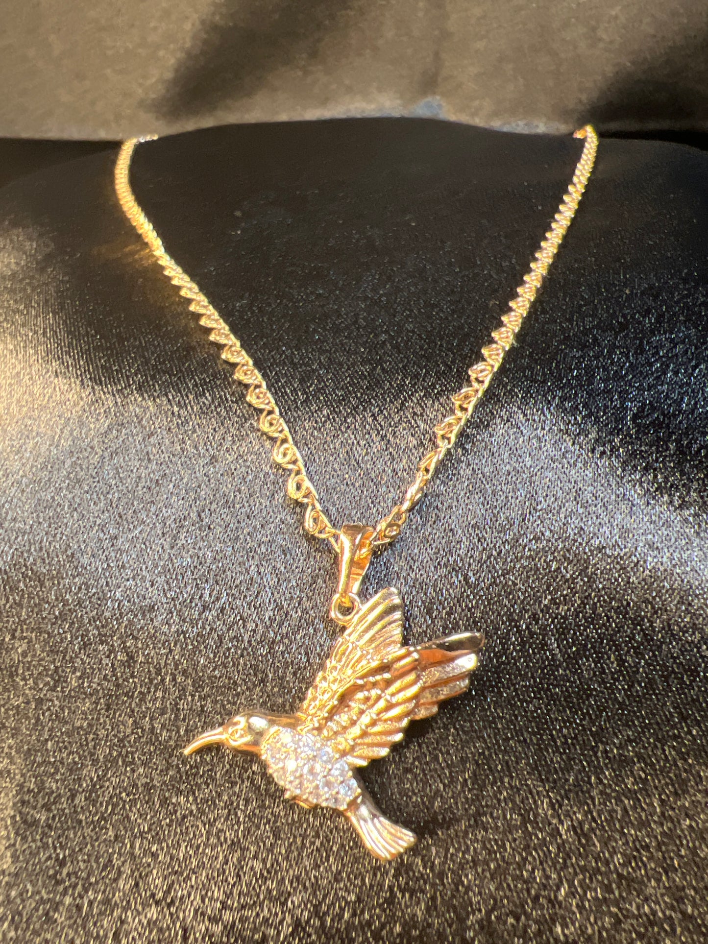 Gold Flying Hummingbird Necklace