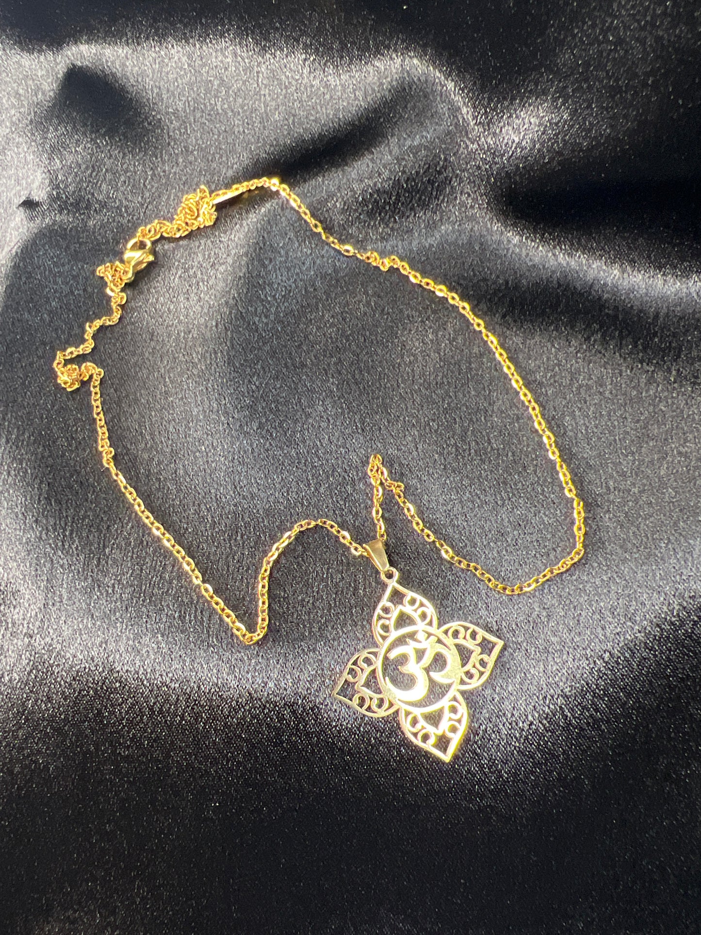 Gold Ohm Flower Necklace