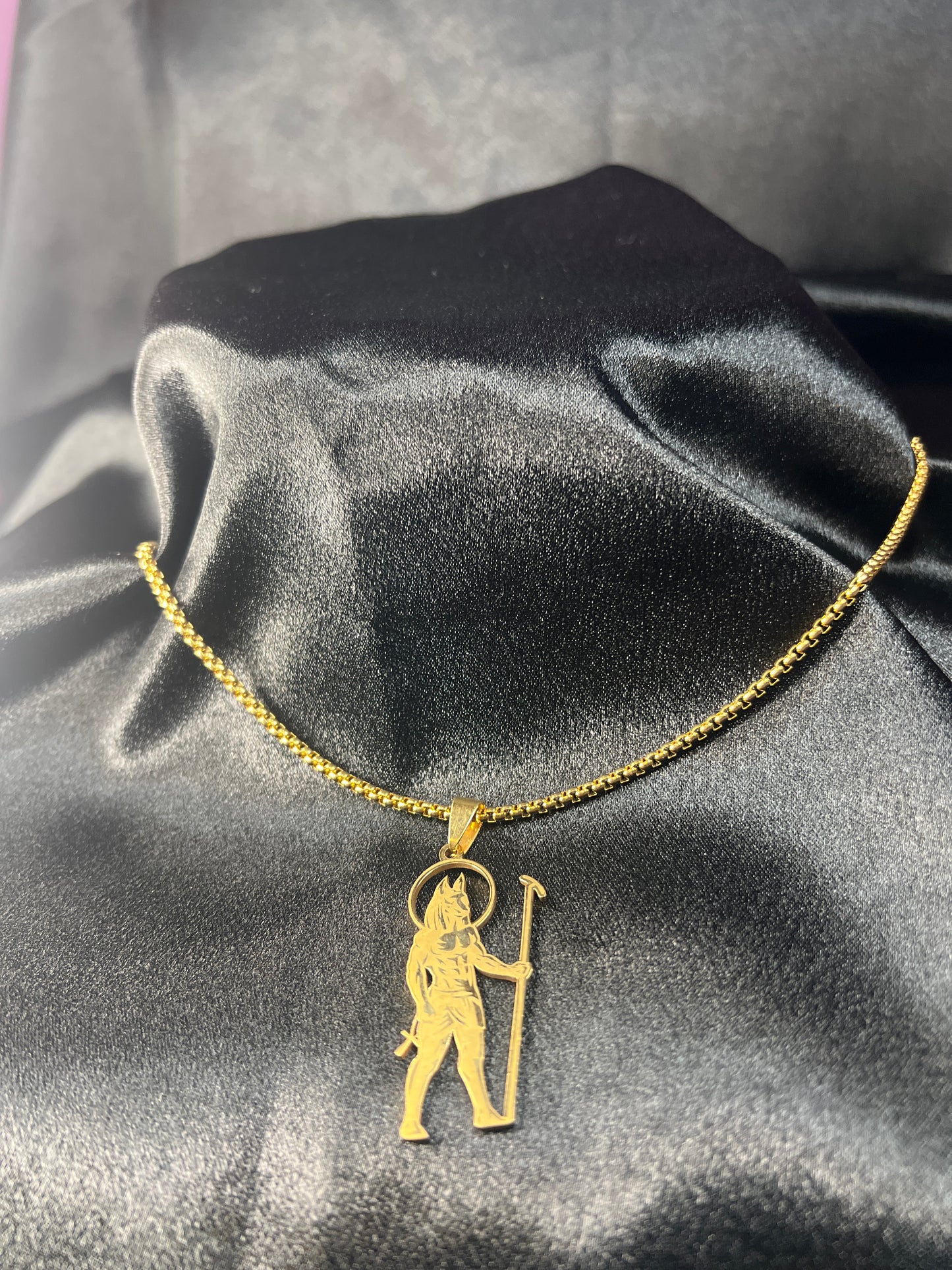 Gold Egyptian Anubis Necklace