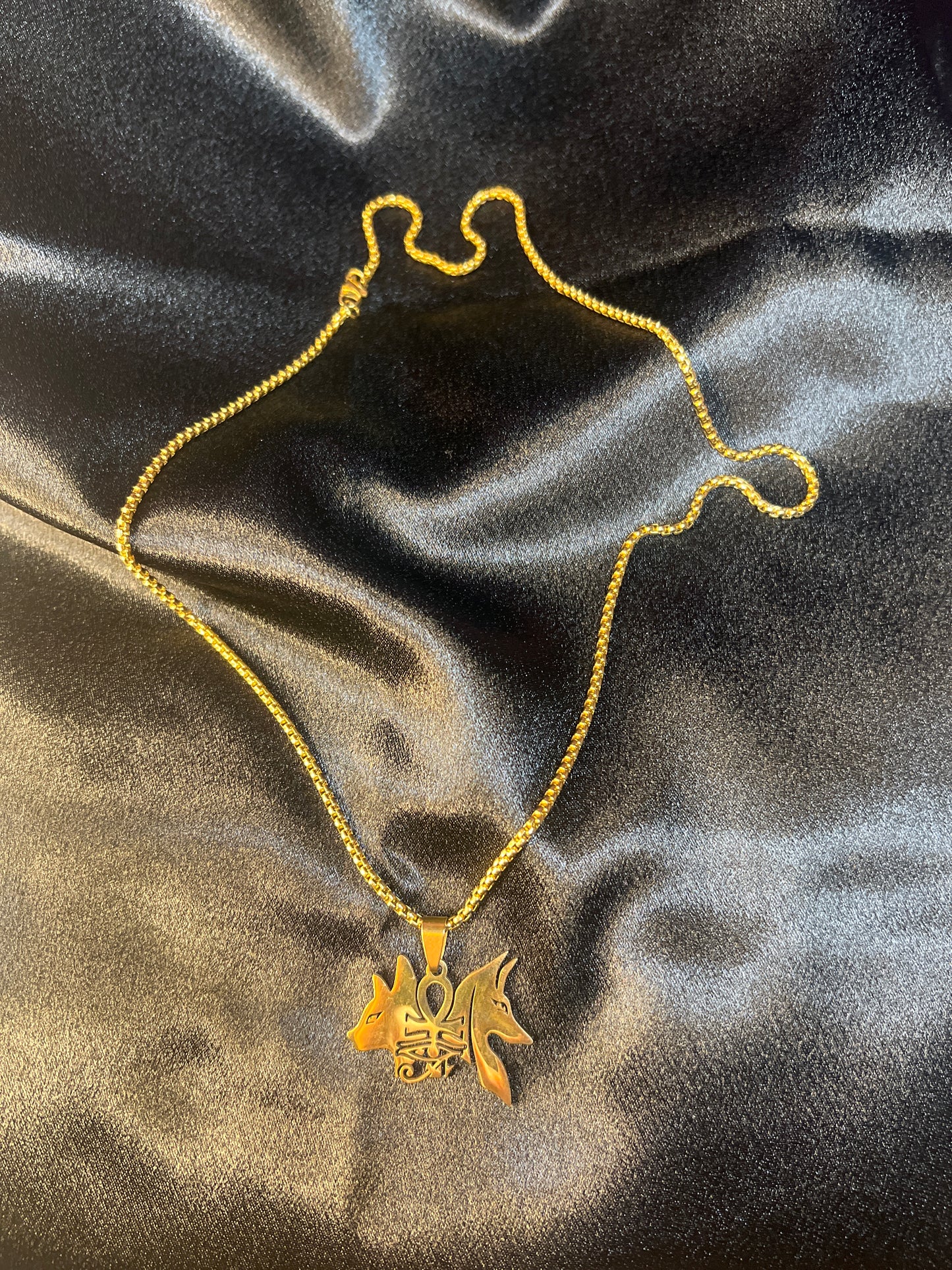 Gold Anubis & Anput Necklace