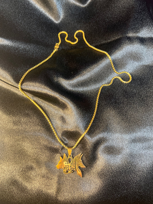 Gold Anubis & Anput Necklace