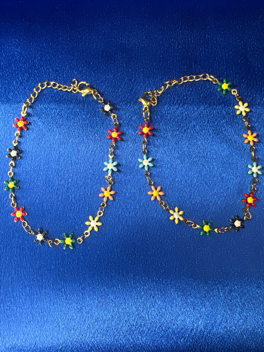 Gold Colorful Flower Bracelets