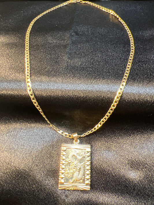 Gold Dragon Square Necklace