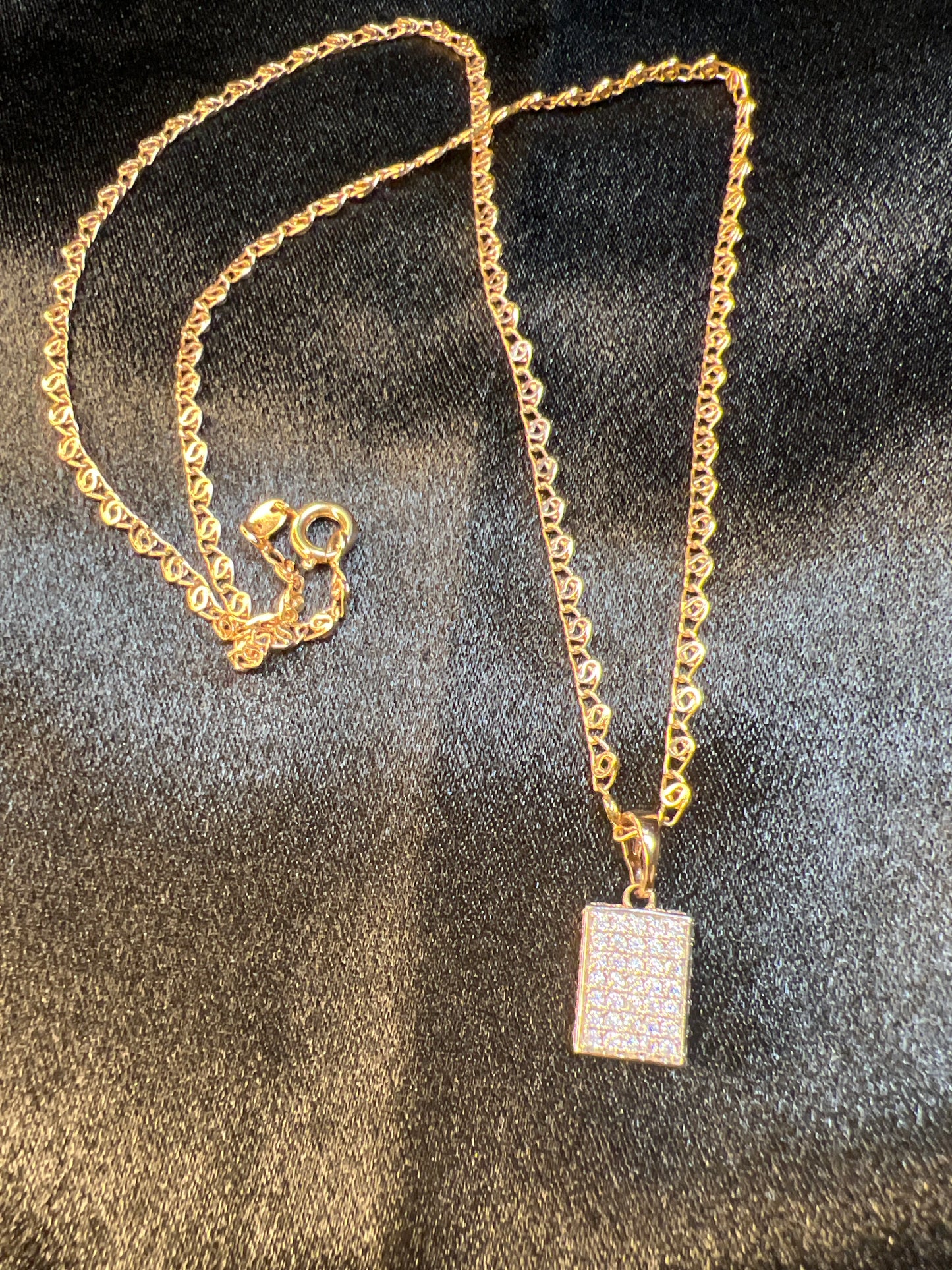 Gold Small Elegant Square Necklace