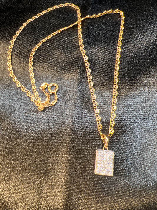 Gold Small Elegant Square Necklace