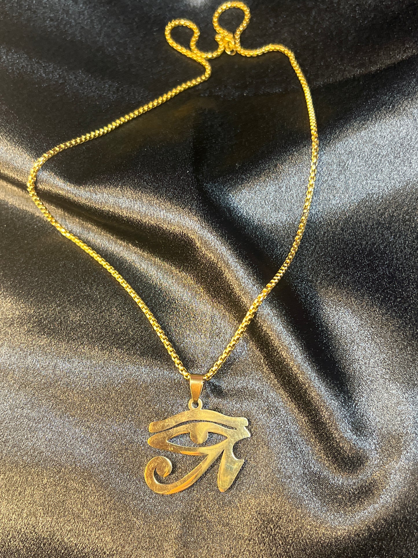Large Gold Eye of Ra Necklace