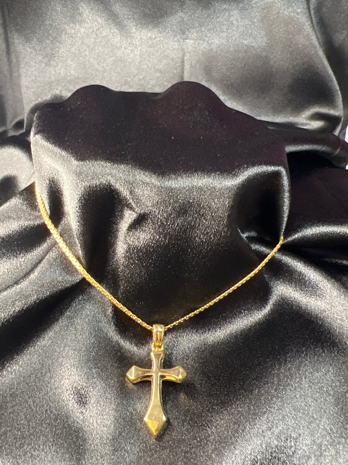 Large Gold Gothic Cross Necklace