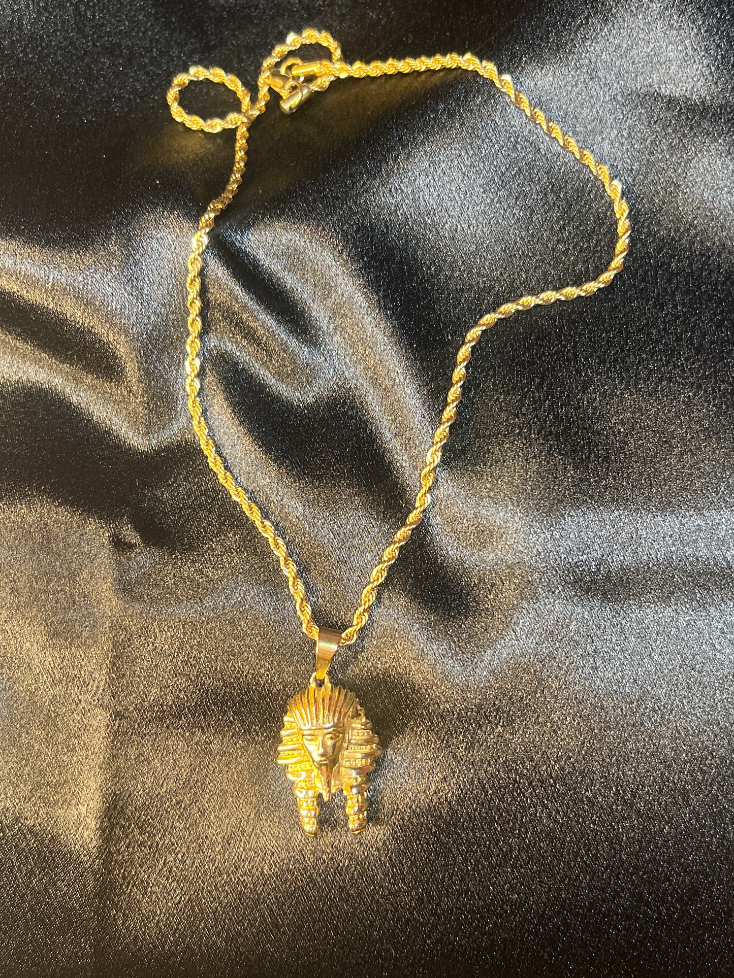 Gold Pharaoh Head Necklace