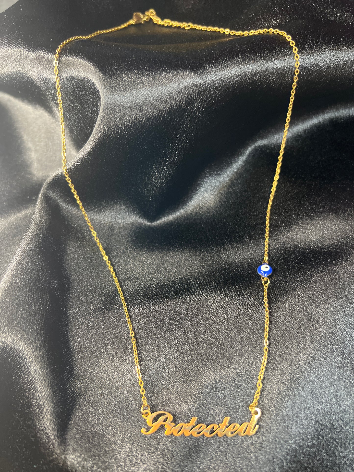 Gold Protected Script Necklace