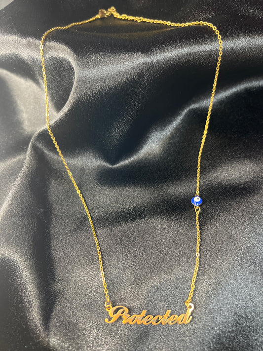 Gold Protected Script Necklace