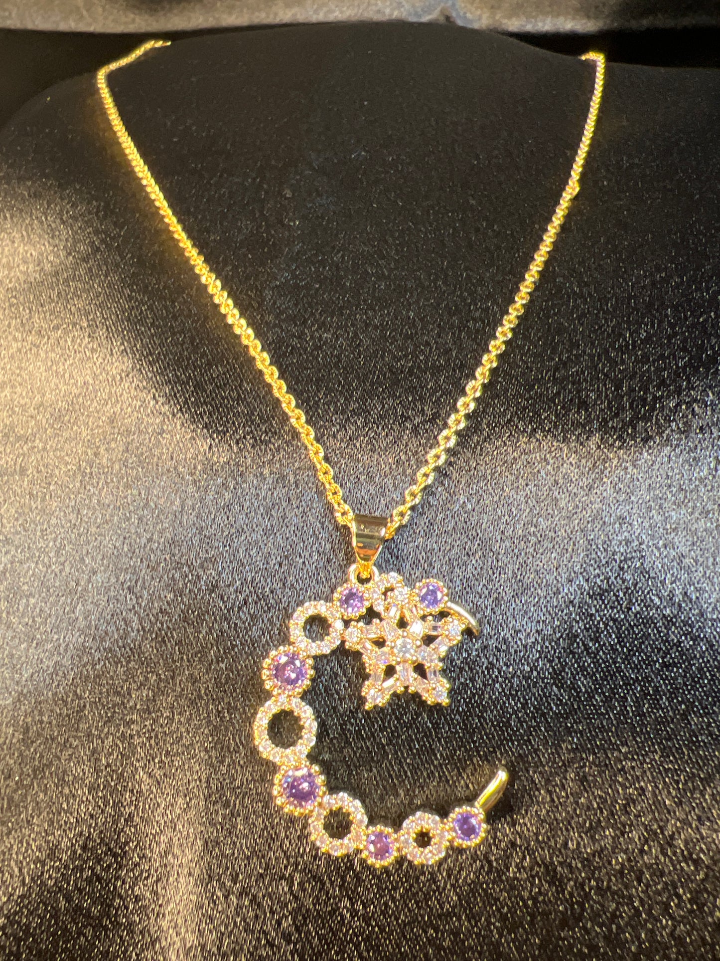 Gold Purple Crescent Moon