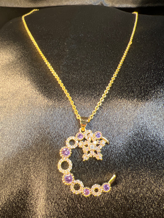 Gold Purple Crescent Moon