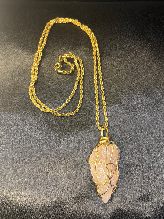 Wrapped Rose Quartz Necklace