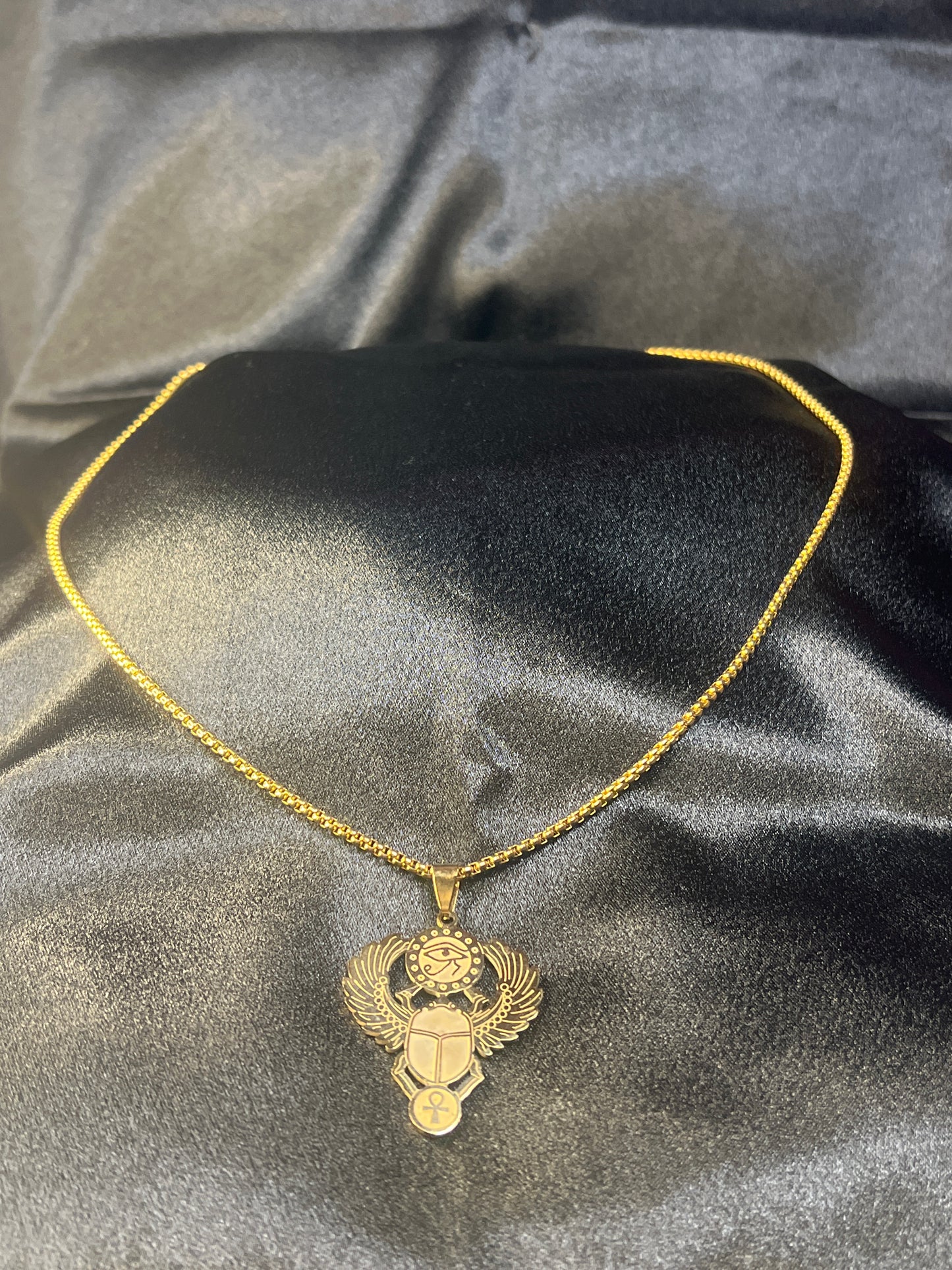 Gold Egyptian Scarab/Beetle Necklace