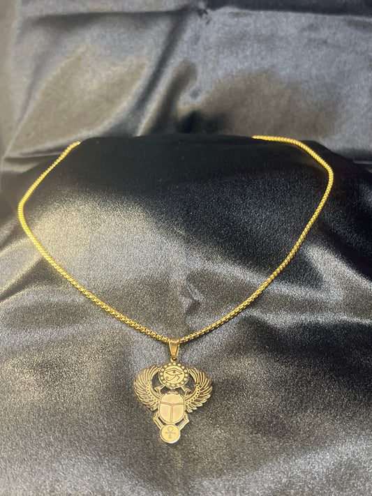 Gold Egyptian Scarab/Beetle Necklace