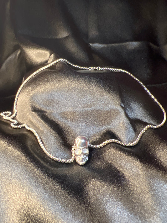 Silver Skeleton Head Necklace