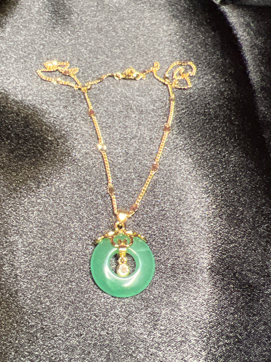 Small Jade Donut w/ Charm Necklace