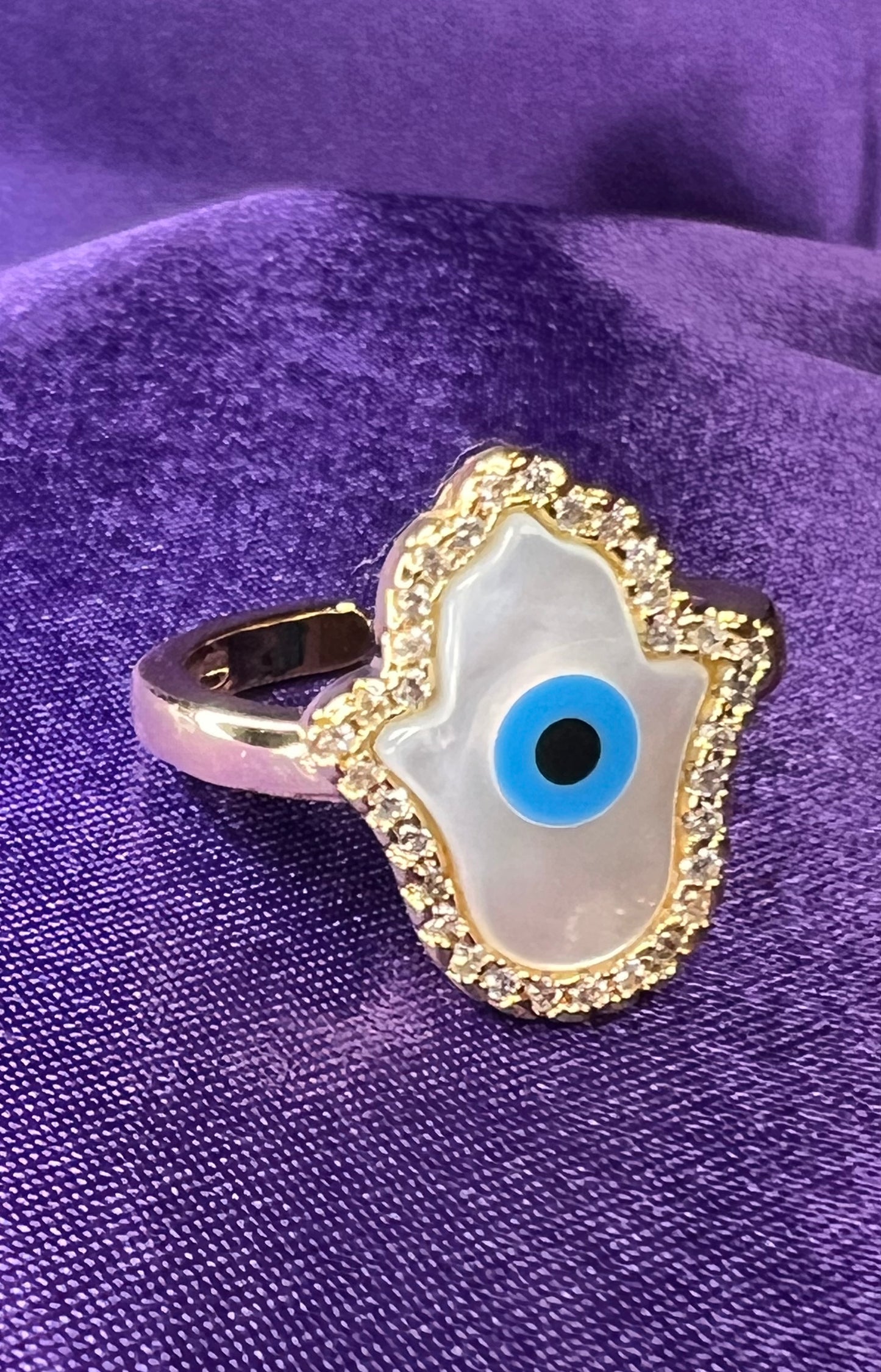 Gold Hamsa Evil Eye Ring